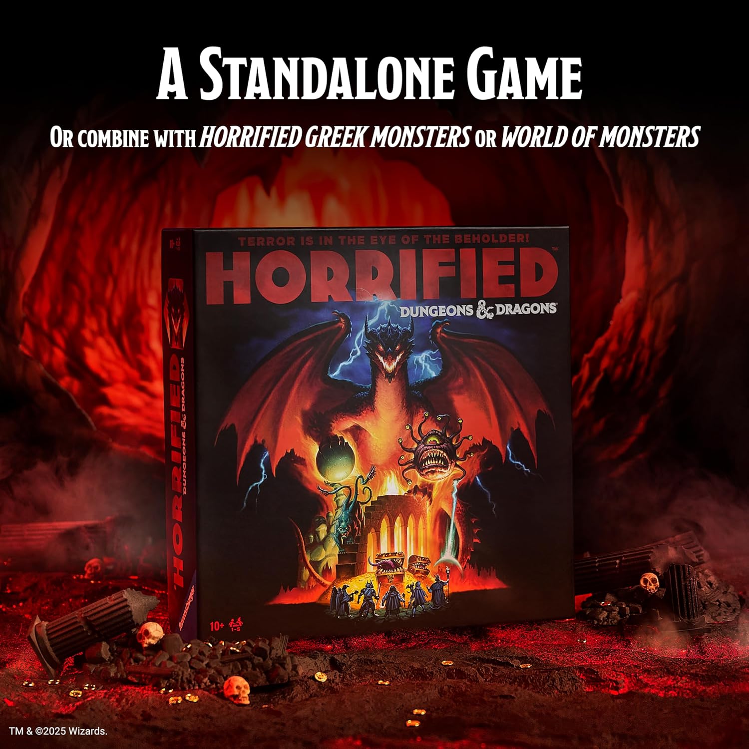 Horrified Games – Donjons & Dragons – Jeu de société de stratégie – Améliore la pensée critique et le travail d’équipe – Jeu coopératif – Défis uniques de monstres – 1 à 5 joueurs