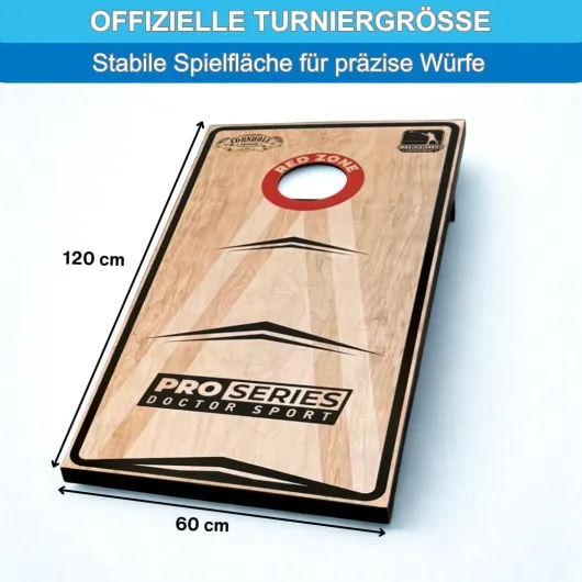 Cornhole Professional - 1 planche - 120 x 60 cm - Sacs officiels de 15 x 15 cm - Dans un sac de transport - Red Zone Original - Cornhole League 1883 2x Brett - 16 Bean Bags