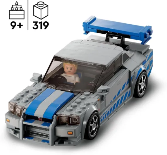 Speed Champions Nissan Skyline GT-R (R34) 2 Fast 2 Furious - Maquette de Voiture de Course à Construire avec Minifigurine Brian O'Conner - Idée Cadeau pour Garçons et Filles dès 9 Ans 76917 Simple