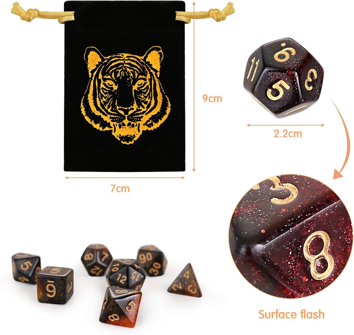 42 Dés Polyédriques Couleurs du Ciel étoilé pour Jeux de Table Jeux De Role Donjons et Dragons D&D Dice DND RPG dés MTG Double Couleurs