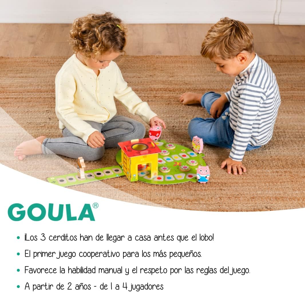 3 Petits Cochons - Jeu Coopératif - Mettre Les Cochons À l'Abri Avant Que Le Loup n'arrive - Jeu Educatif - A Jouer en Famille - pour Enfants à partir de 2 Ans