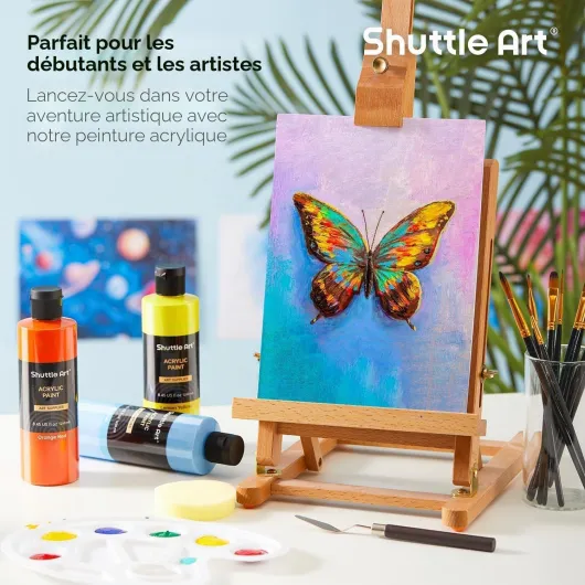 Peinture Acrylique, Set de 18 Couleurs Flacons (250ml/8,45oz), Richement Pigmentée, Lot de Peinture Acrylique pour Artistes, Débutants sur Toiles, Bois et Céramique 240 ml (Lot de 18)
