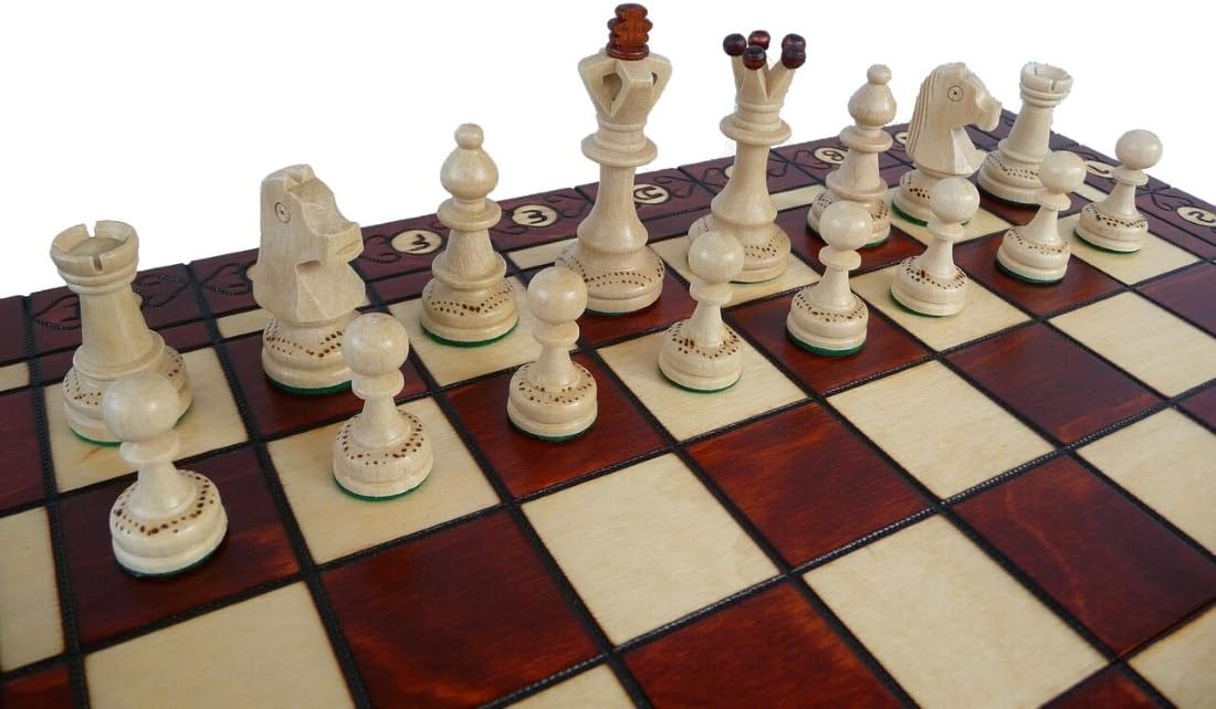 Jeu d'échecs en Bois Senator 40 x 40 cm - Plateau d'échecs en Bois de Haute qualité - Ensemble de Jeu d'échecs Pliable - Ensemble de Jeu d'échecs avec pièces - Fait Main 40,5x40,5 cm