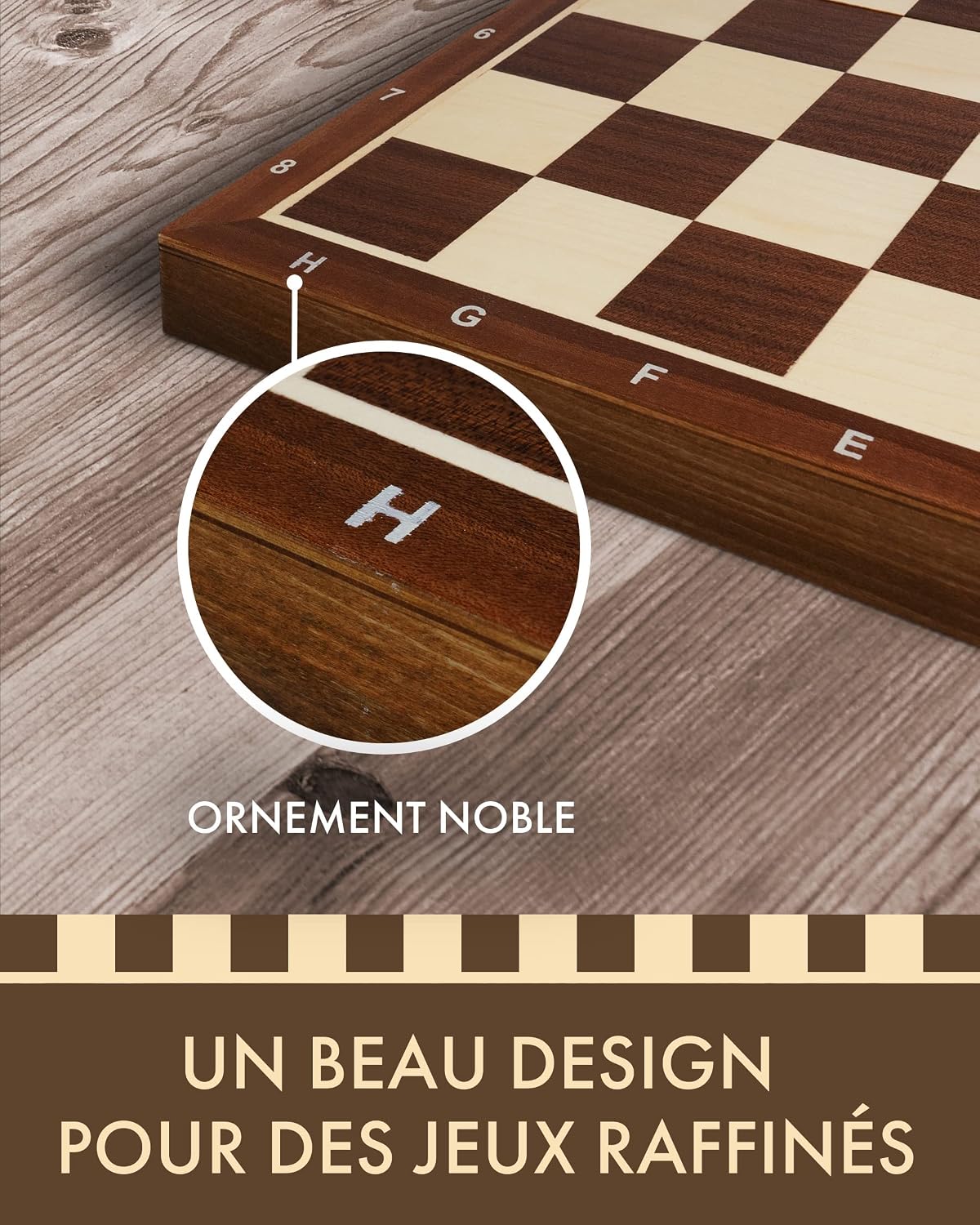 Jeu D'échecs en Bois Pliable Fait Main, Chess, Echecs, Jeux de Stratégie, Échiquier en Bois 53x53 cm