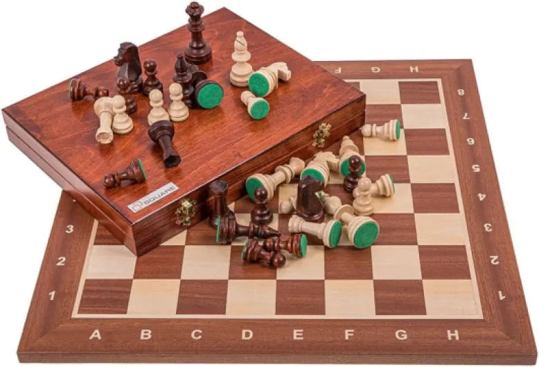 Square - Pro Set de Jeu d'échecs no 5 - Acajou LUX - Échiquier + Pièces d'échecs - Staunton 5