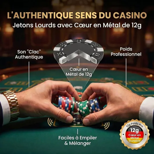 GOODS+GADGETS® Mallette Poker 500 Jetons - Jeu de Poker Complet - Mallette aluminium verrouillable, 2 jeux de cartes, 5 dés, bouton dealer - coloris or, argent ou noir Or 500 Jetons