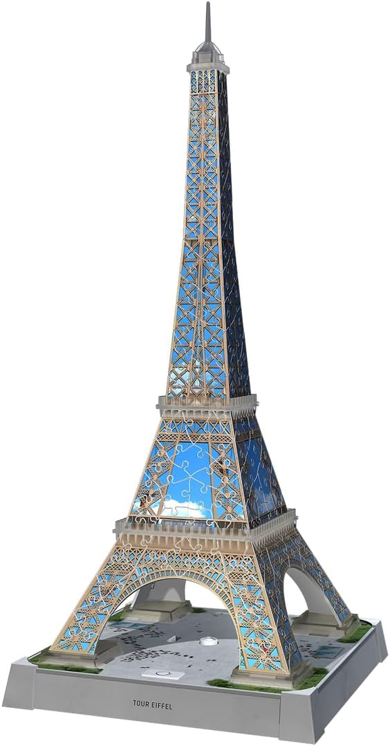 Puzzle 3D Tour Eiffel Illuminée - Monument à Construire sans Colle - Brille dans Le Noir - 216 Pièces - Dès 8 Ans - 12008024 Iconics