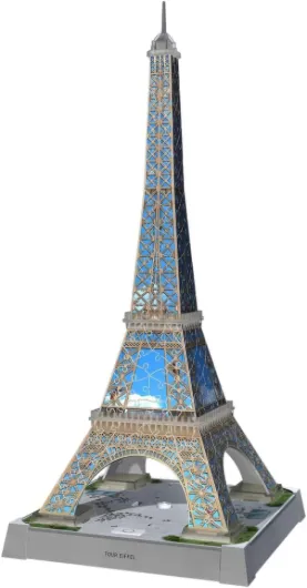 Puzzle 3D Tour Eiffel Illuminée - Monument à Construire sans Colle - Brille dans Le Noir - 216 Pièces - Dès 8 Ans - 12008024 Iconics