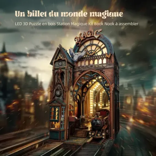 Test FUNPOLA LED Puzzle 3D Magic Station : un book nook bois bien pensé pour les fans de trains et de magie
