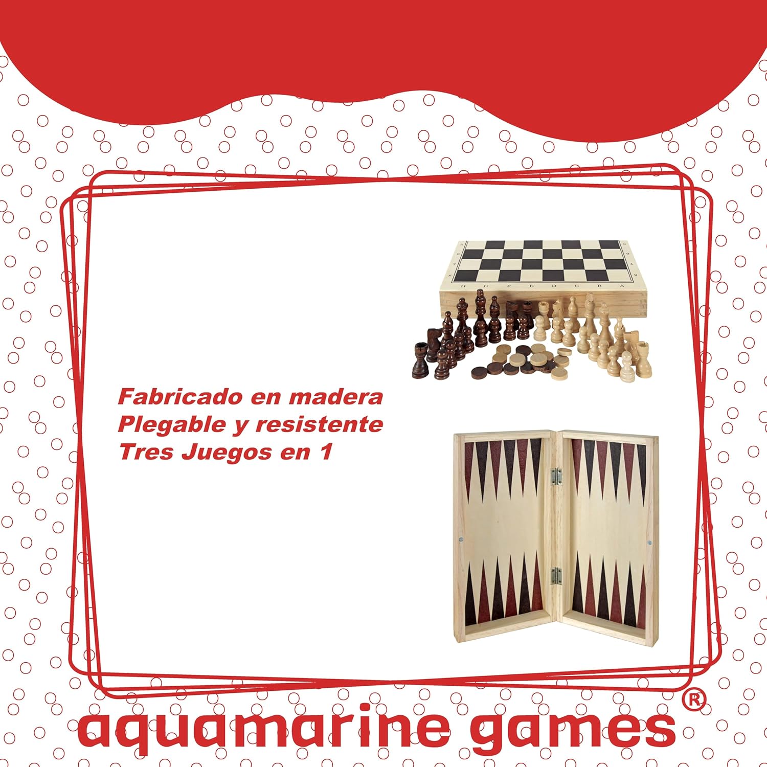 Aquamarine Games Compudid CP1070 Jeu d’échecs, de Dames et de Backgammon dans Une Mallette