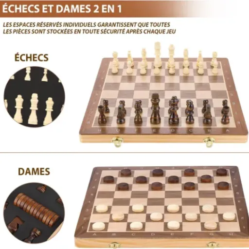 Test Peradix Jeu d'échecs et Dames 2 en 1 : un set bois/magnétique correct pour la maison et les trajets