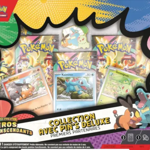 Test Pokémon – Collection avec pin’s Deluxe Premiers Partenaires Méga-Évolution Héros Transcendants : un coffret sympa pour booster une collection