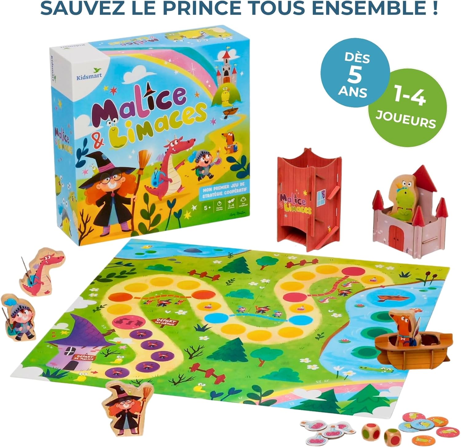 France – Malice & Limaces – Jeu de société coopératif et stratégique dès 5 Ans – Jeu éducatif en Bois – Apprentissage, réflexion et Esprit d’équipe
