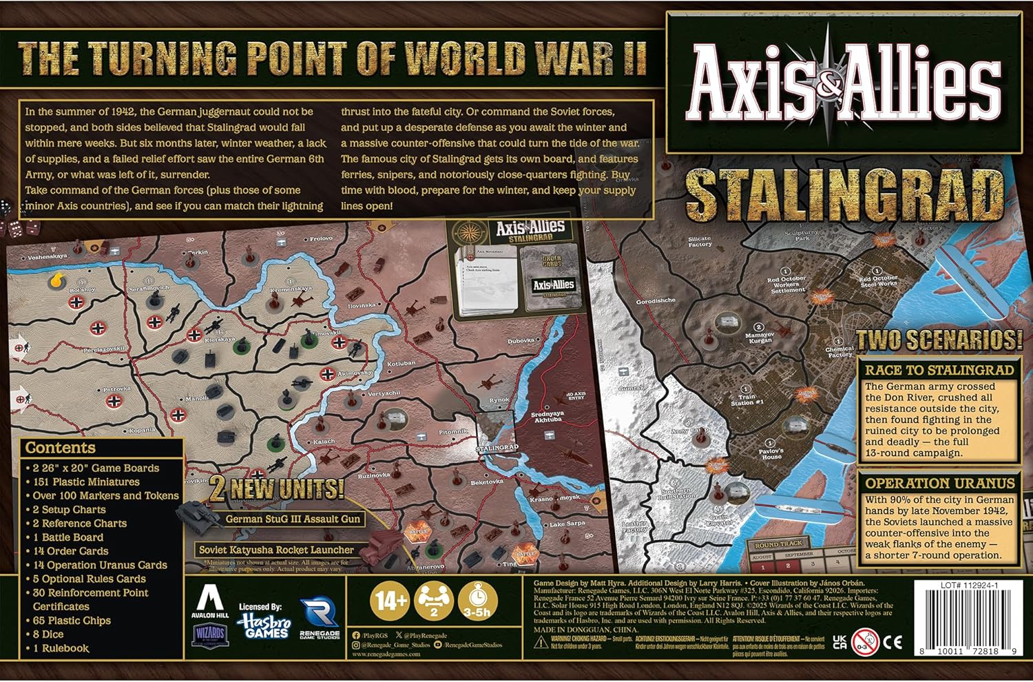 Renegade Game Studios Axis & Allies: Stalingrad – WWII Strategy Board Game, 2-Player Tactical Warfare, 150+ Miniatures, Two Historic Scenarios, Ages 14+